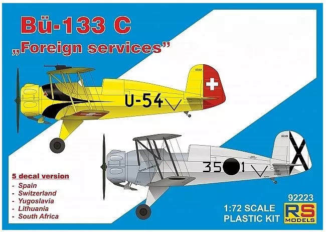 RS models 92223 1:72 Bücker-133 C avec décalques suisses