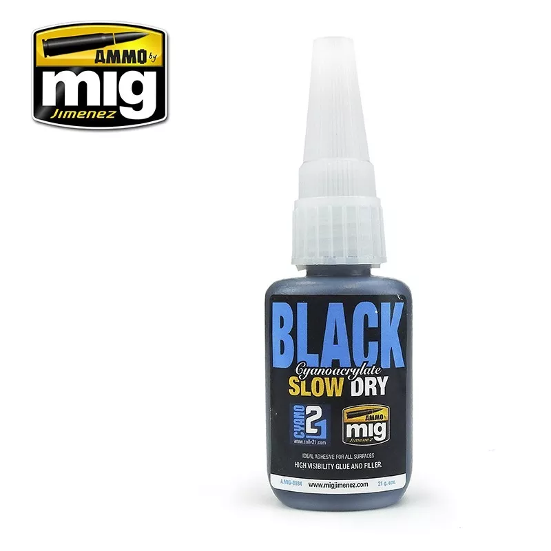 Ammo MIG Black slow dry Cement 21g.