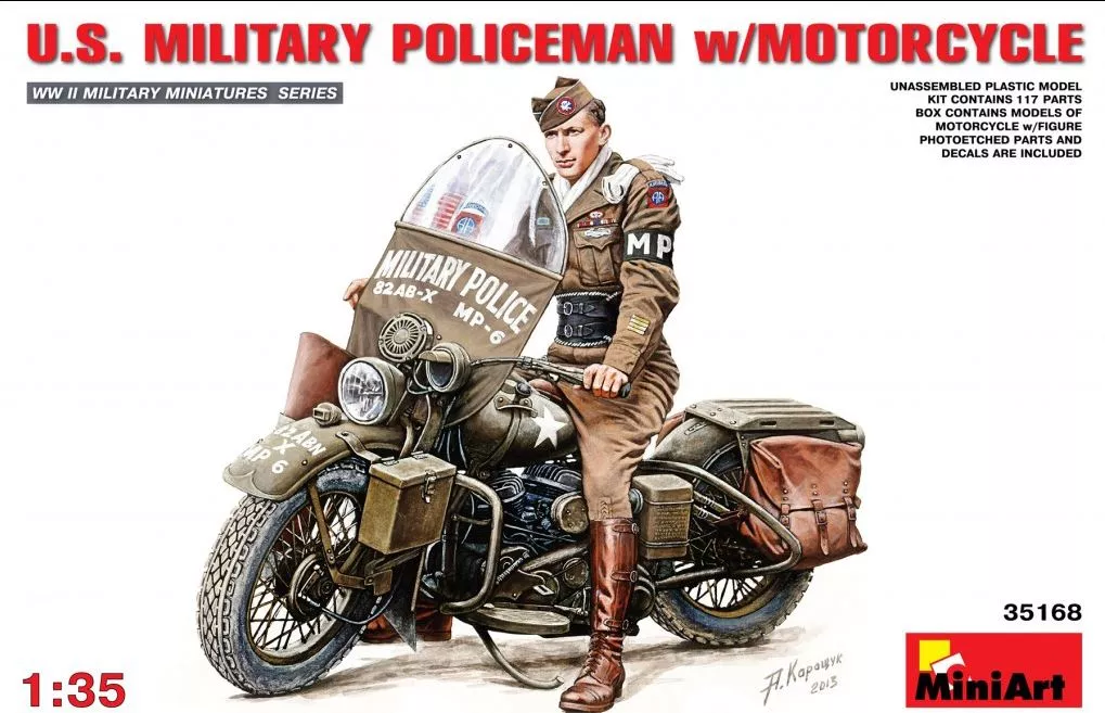 MiniArt 35168 1:35 policier militaire U.S. avec moto