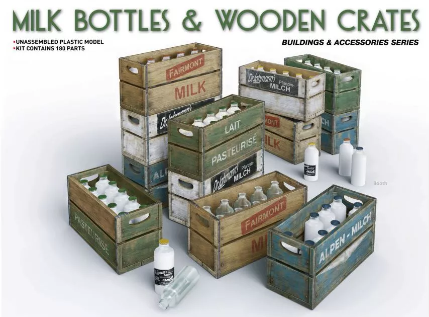 MiniArt 35573 1:35 bouteilles de lait en caisses (180 pièces)