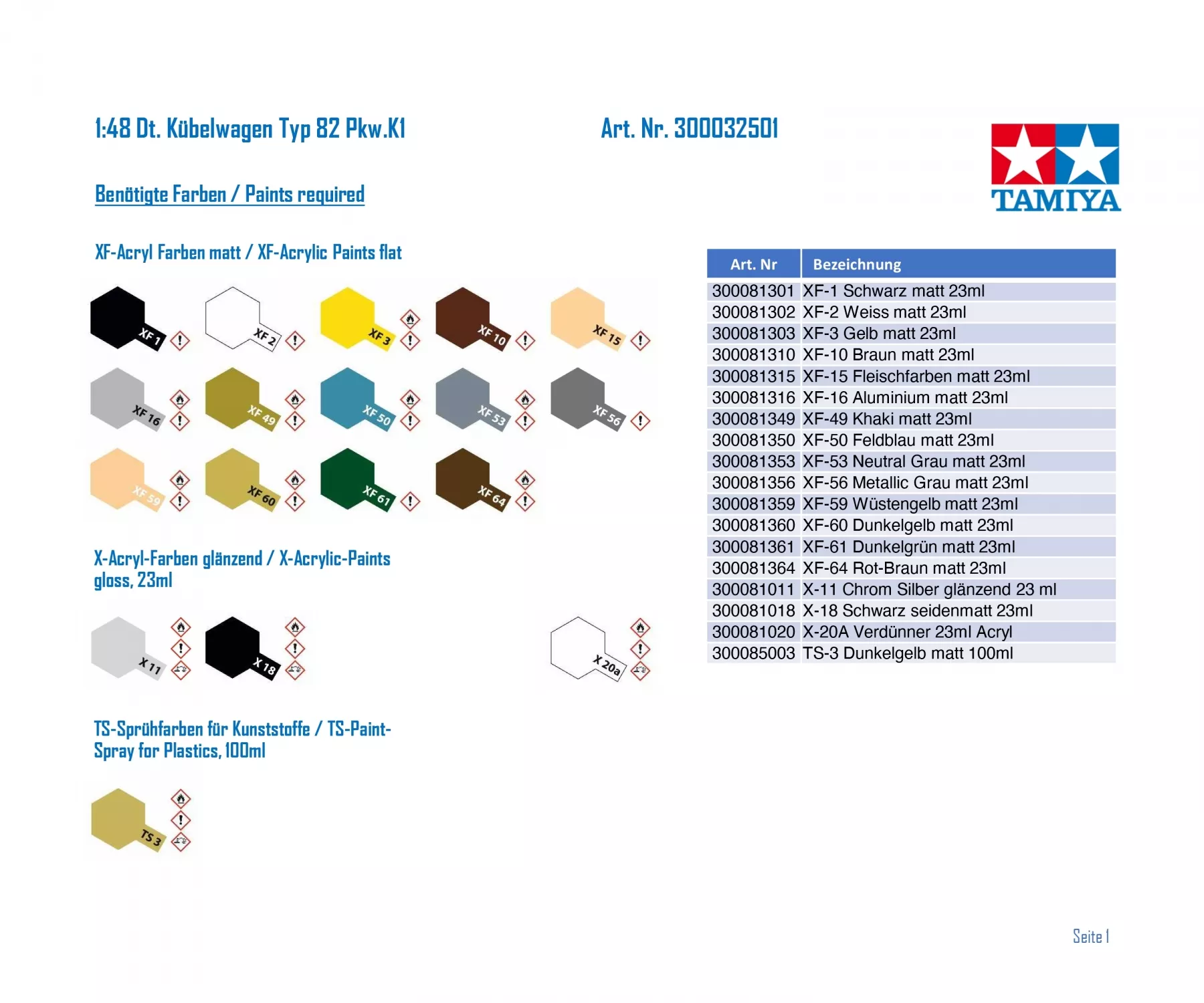 Tamiya 32501 1:48 Kübelwagen type 82