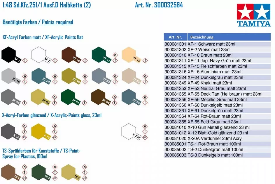Tamiya 32564 1:48 Mtl.SPW.Sd.Kfz.251-1 Ausf.D