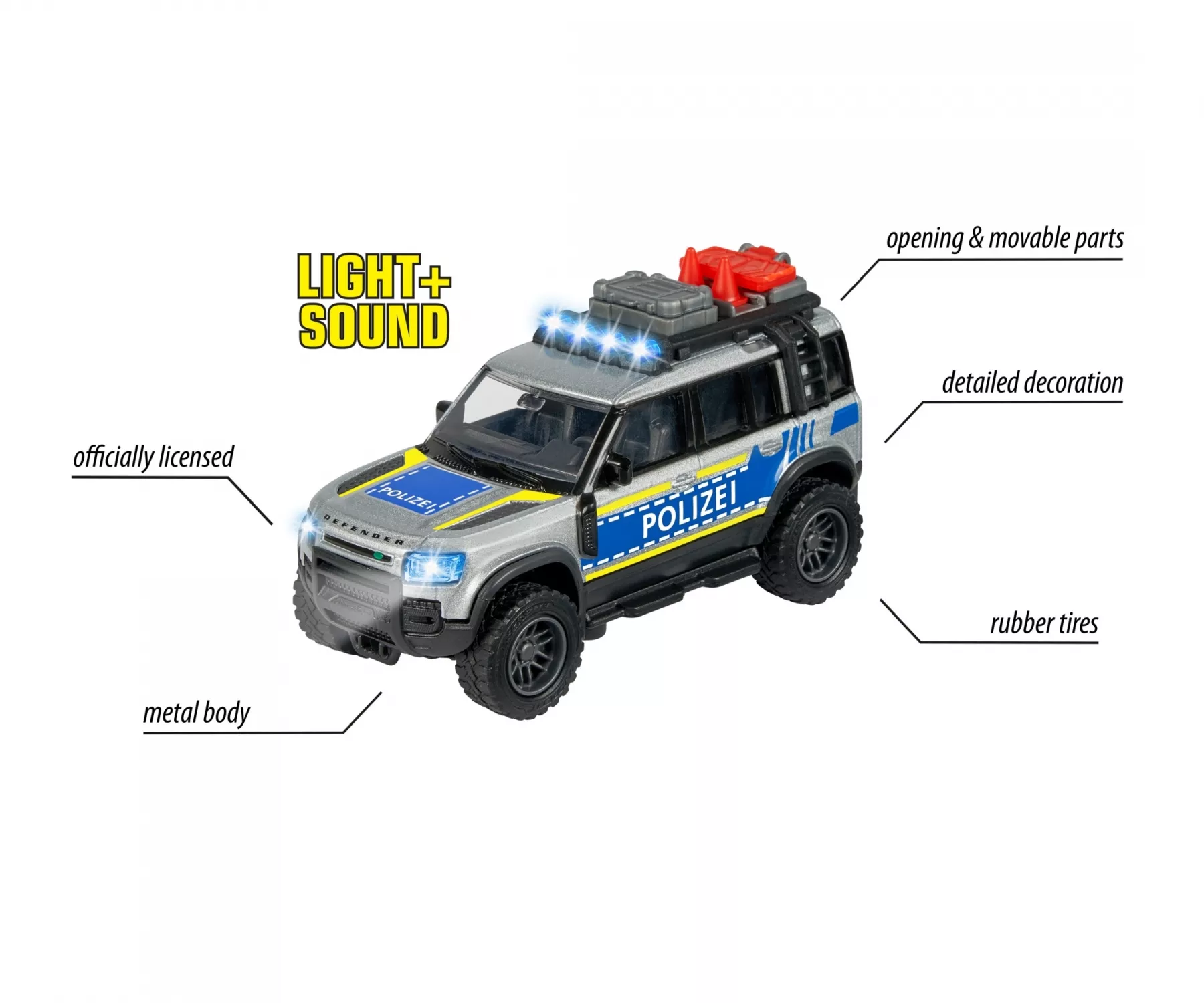 Majorette 213712000 Land Rover Police avec son et lumières
