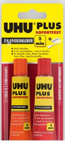 UHU 45705 Plus epoxy temps de travail 2 min. fixation après 5 min, 2 x 15 mL