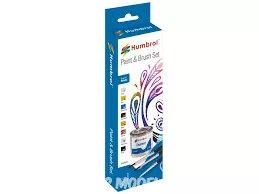 Humbrol AA9062 set de 8 peintures brillantes et 3 pinçeaux