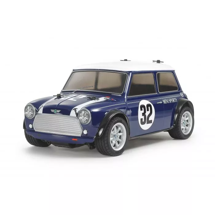 Tamiya 47515 1/10 RC Mini Cooper Racing (Carrosserie peinte bleu et blanc)