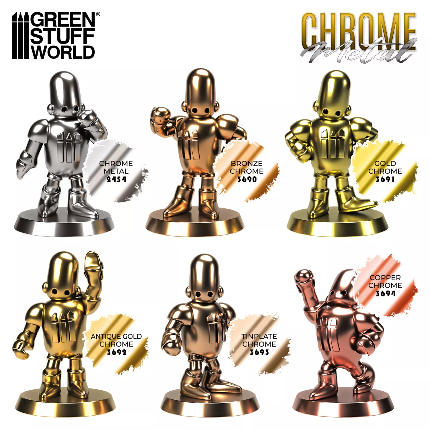 GSW 10133 Set de peintures Chrome Metal  6x 17ml