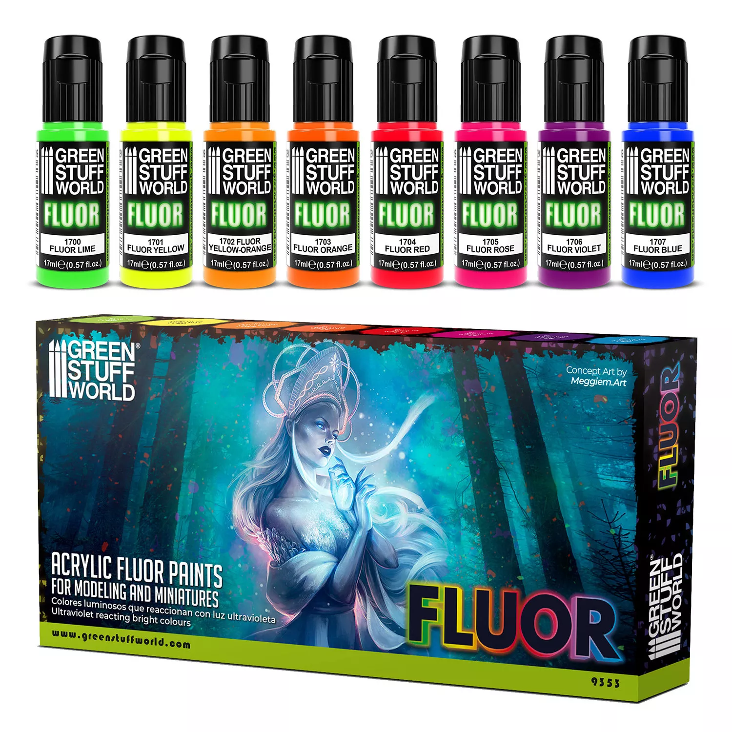 GSW 9353 Set de peintures Fluor 8x 17ml