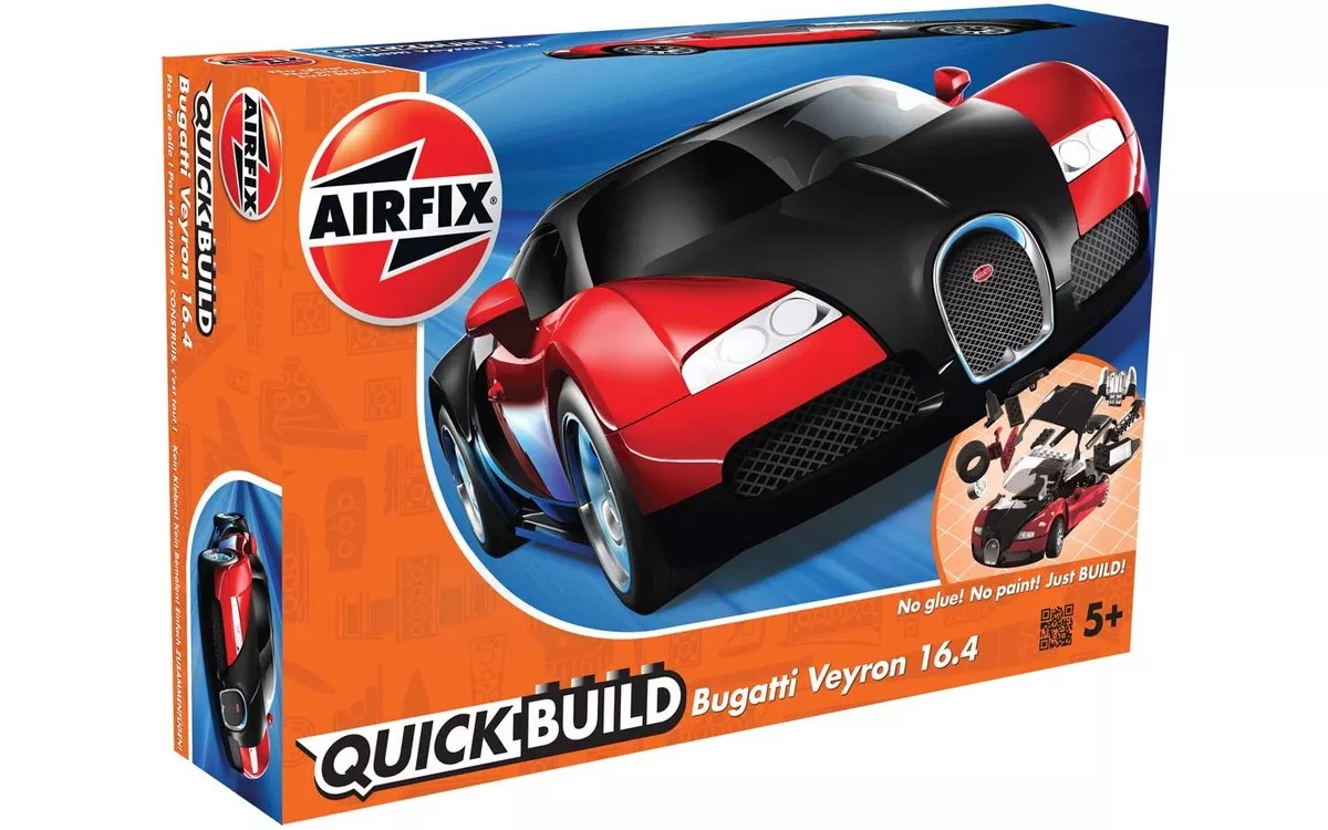 Airfix J6020 quick build, Bugatti Veyron noir et rouge