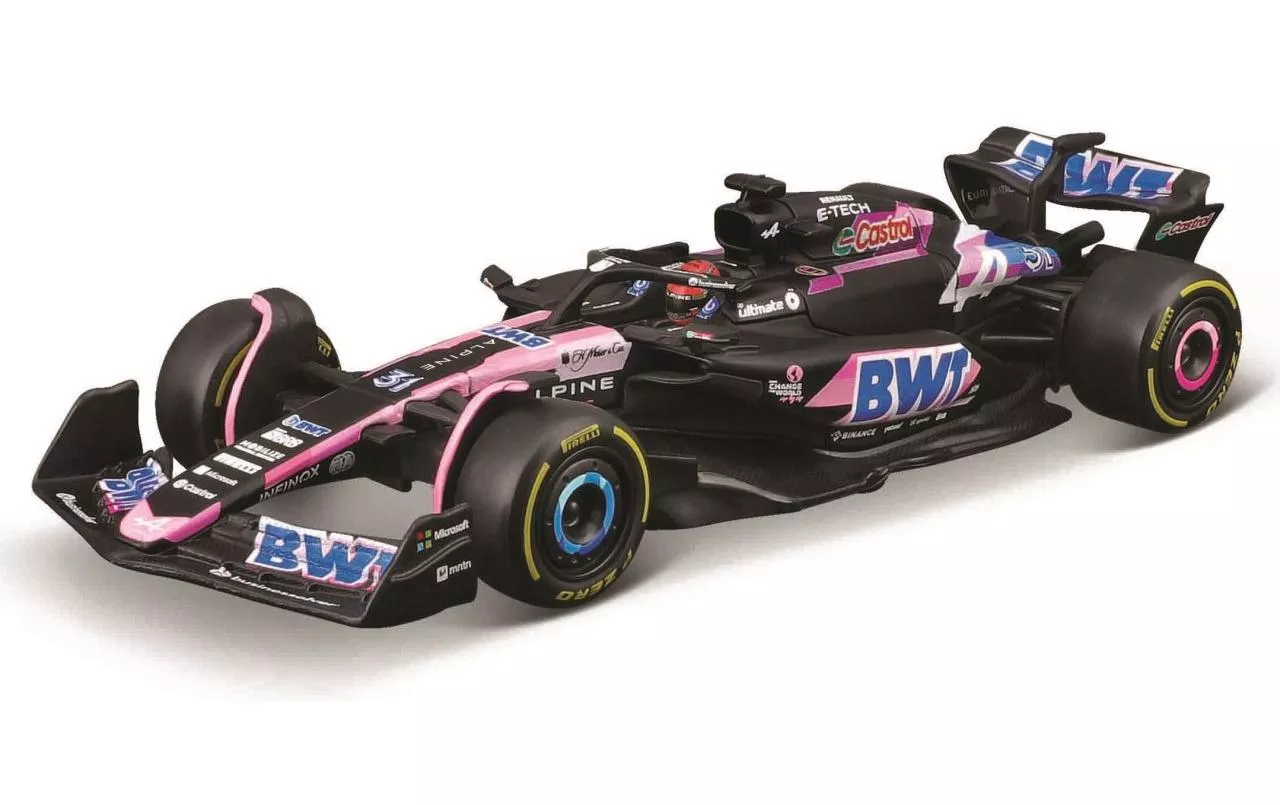 Burago 1838220-31 1:43 Alpine F1 A524 2024 E. Ocon. Boîtier type vitrine