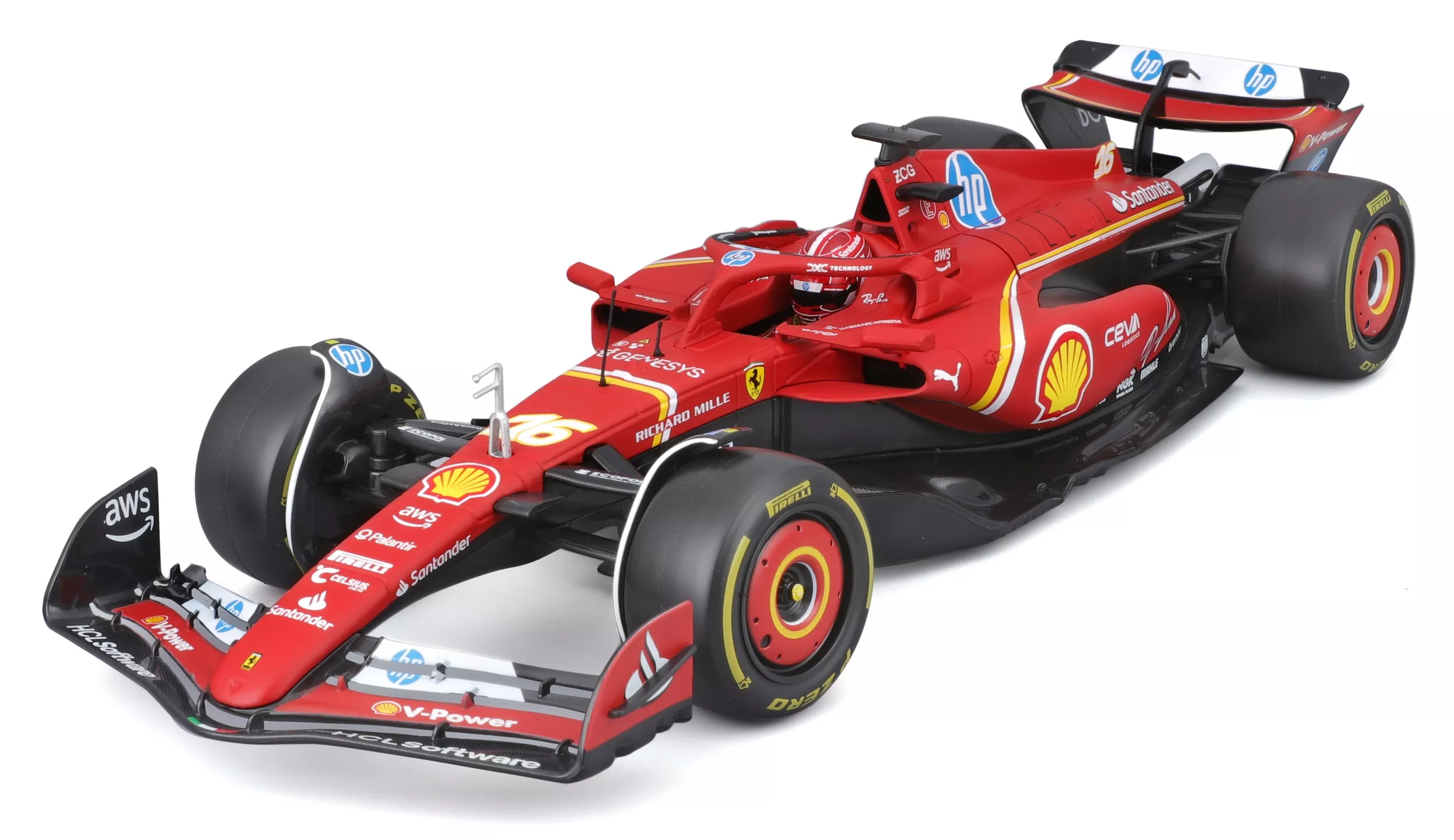 Burago 1816821-16 1:18 Ferrari F1 2024  C.  Leclerc Boîte type vitrine