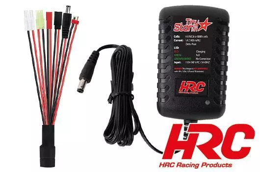 HRC8004 chargeur accu 1A Ni-Mh, Ni-Cd avec adapt. Tamiya et mini, DEAN, BEC etc.