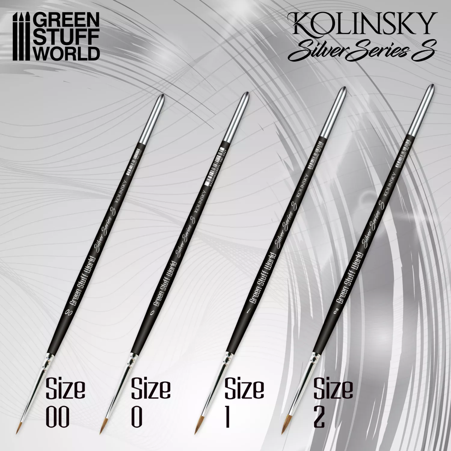 GSW 12057 Pinceau Martre Kolinsky Silver Serie S-Type Pack de 4 pinceaux