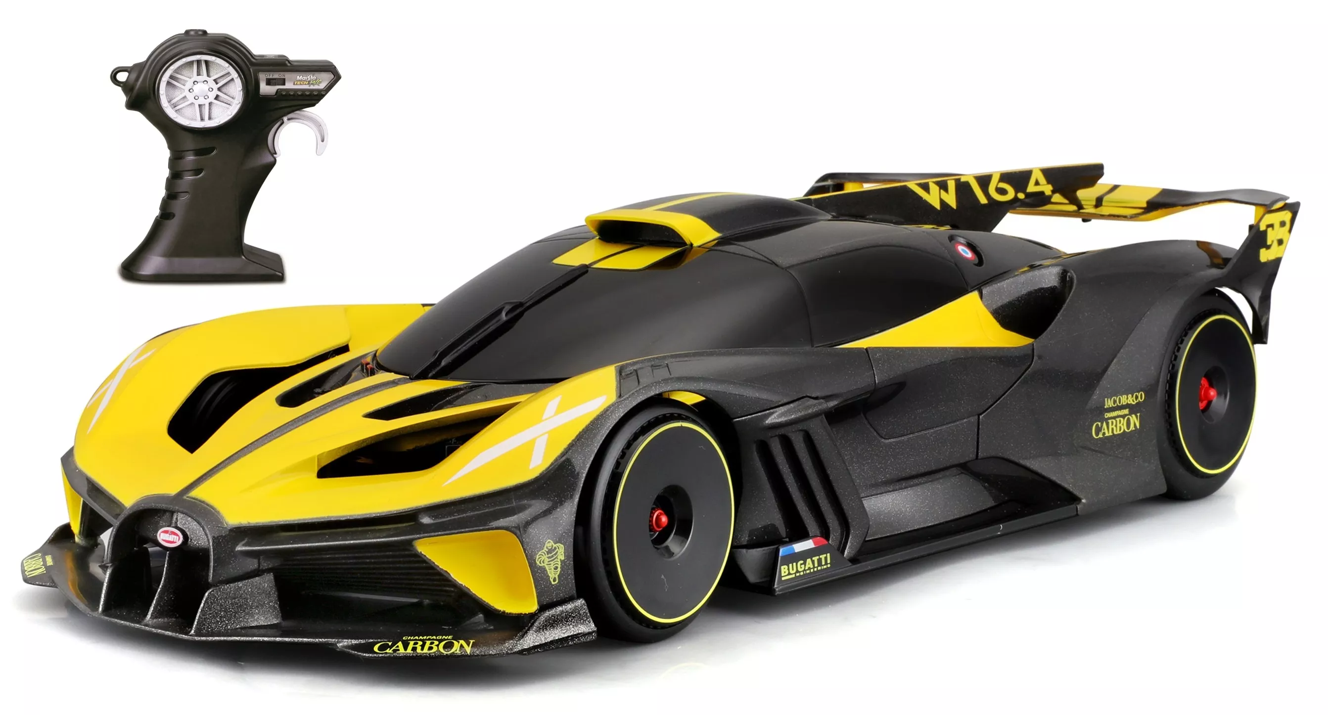 Maisto Tech 1/14 82816-G RC Bugatti Bolide Jaune 2.4Ghz