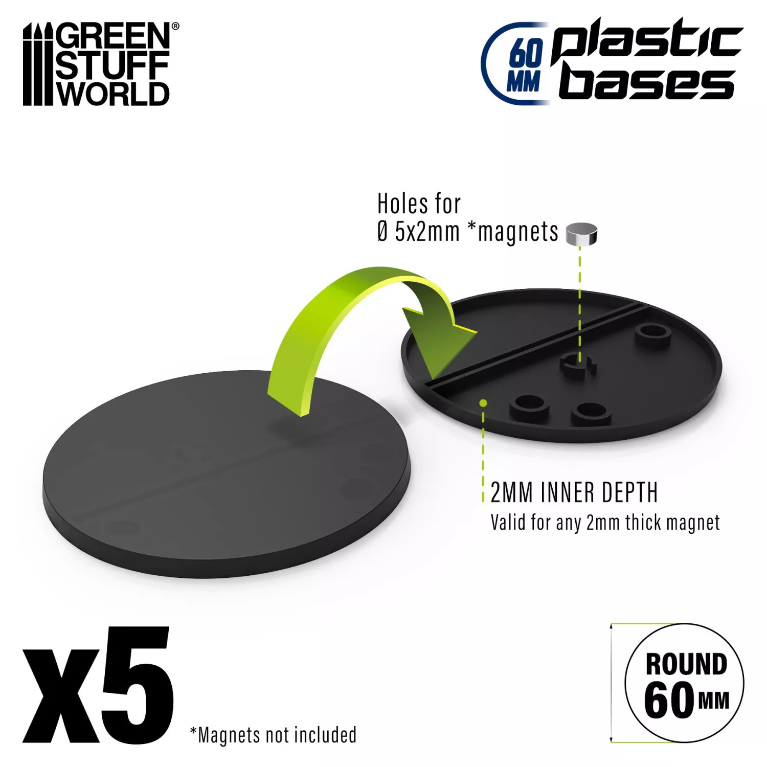GSW 11274 Socles plastique ronds 60mm x5
