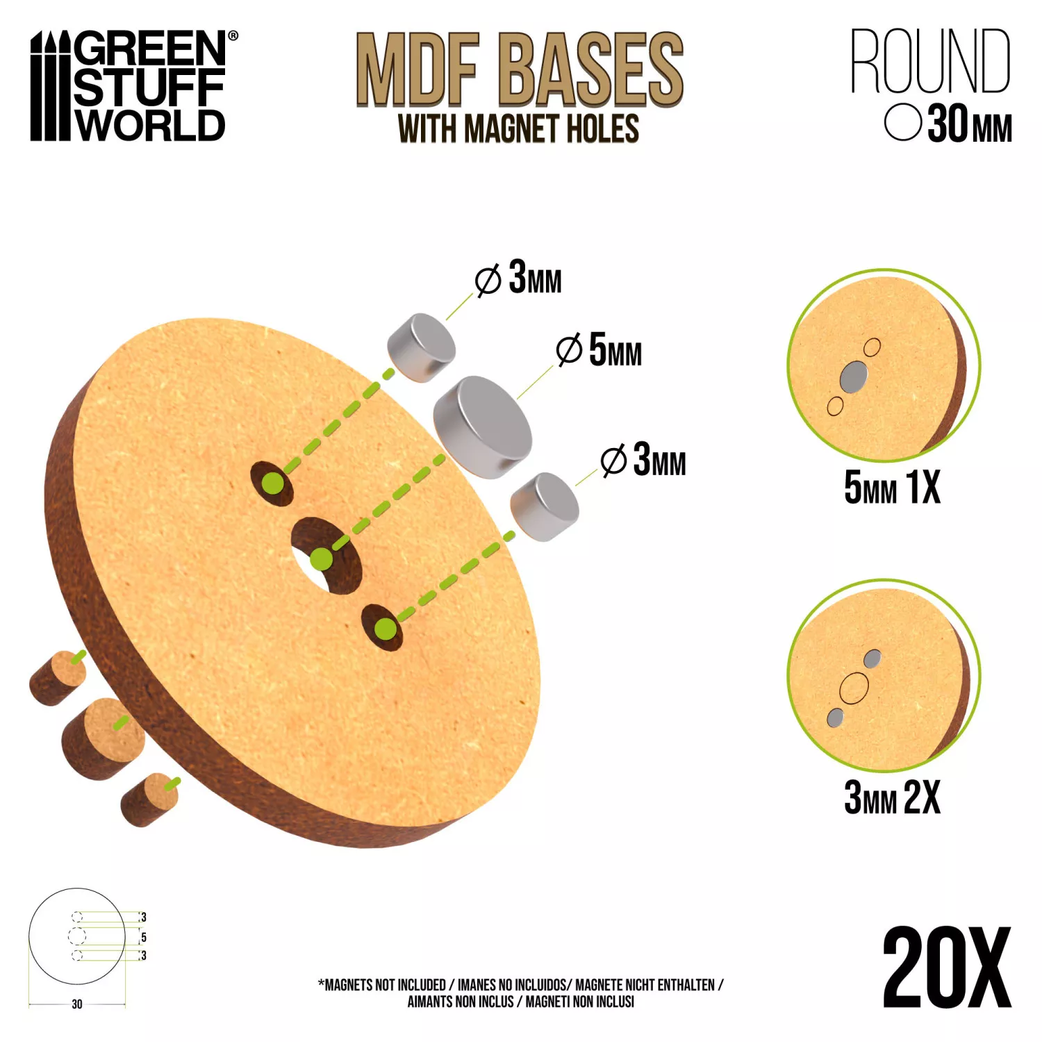 GSW 13240 Socles en MDF ronds 30mm x20