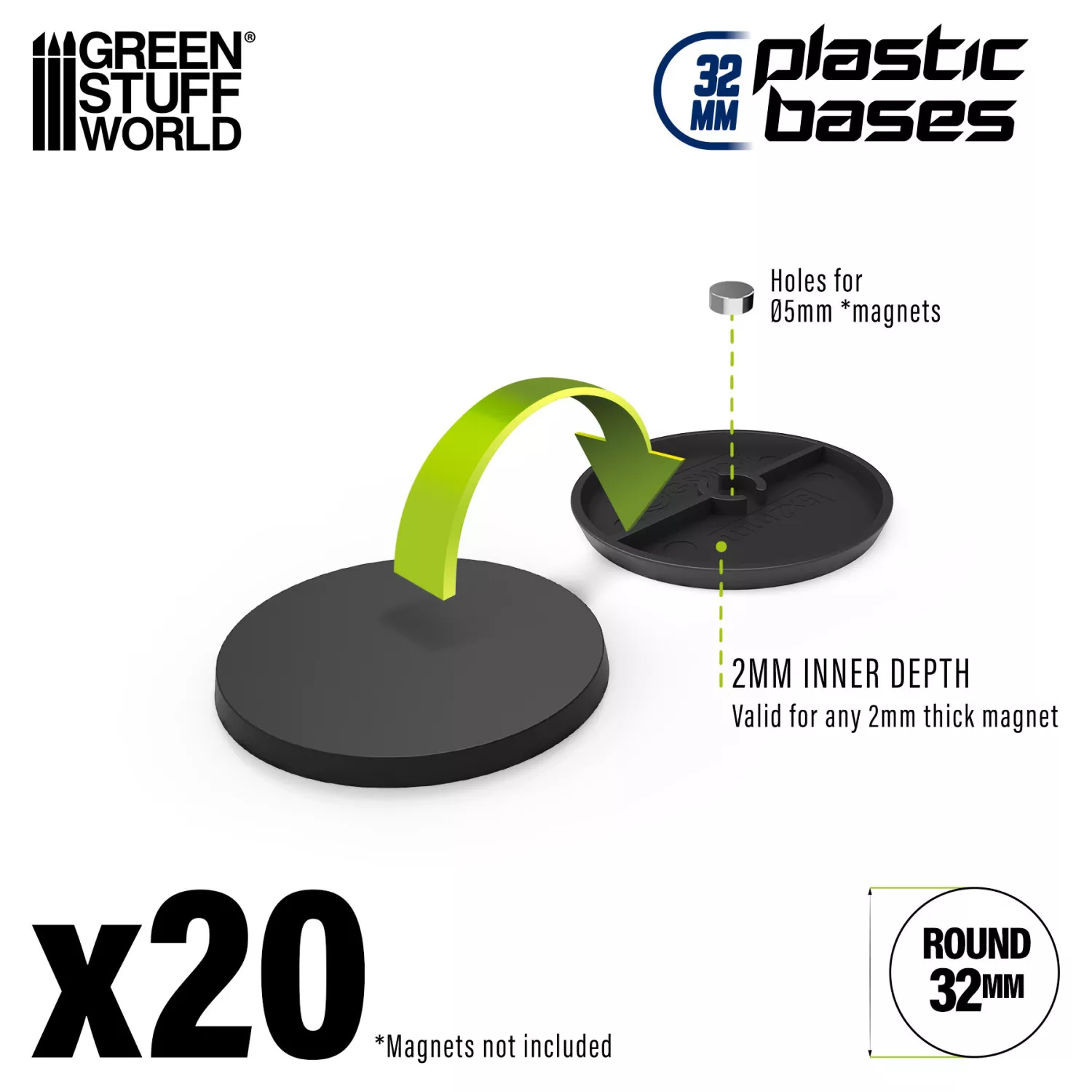 GSW 9822 Socles plastique ronds 32mm x20