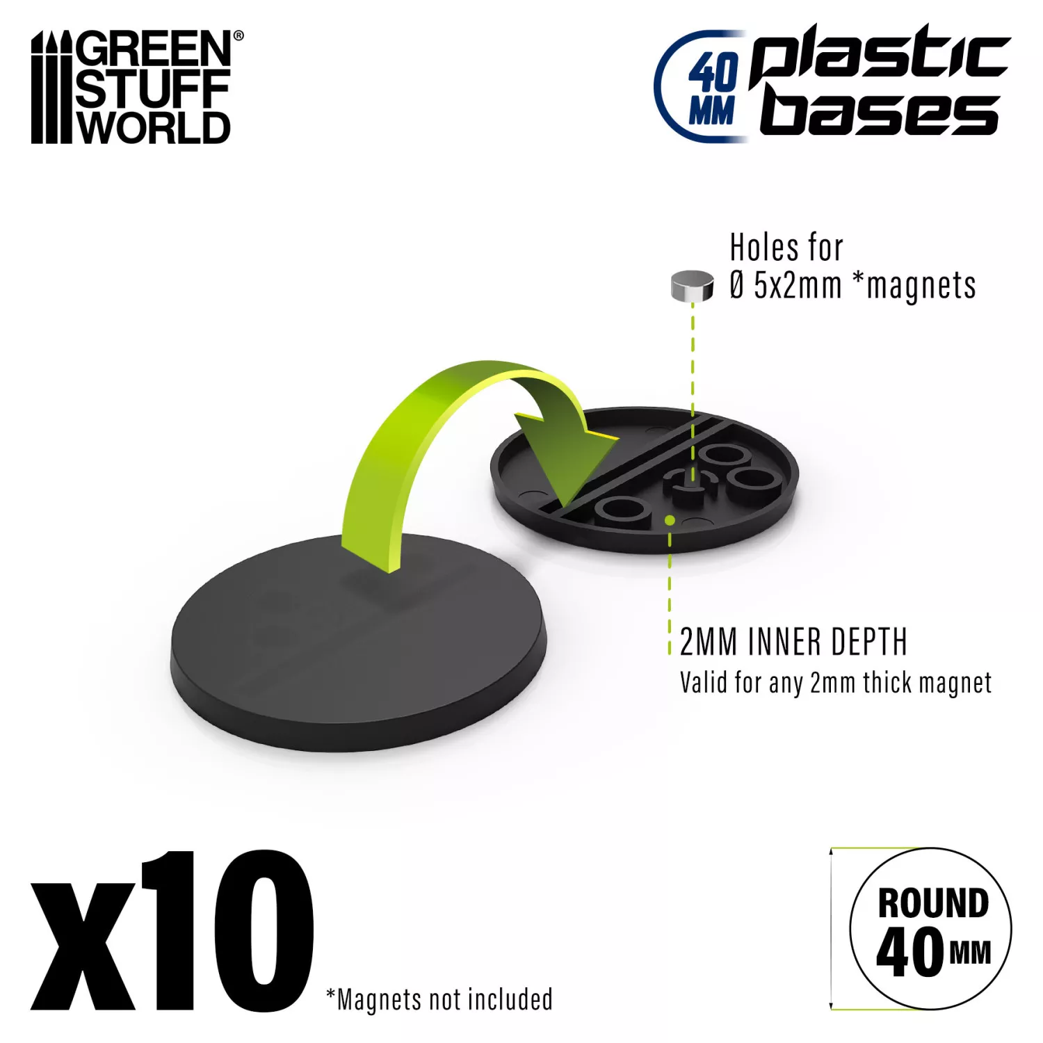 GSW 9823 Socles plastique ronds 40mm x10