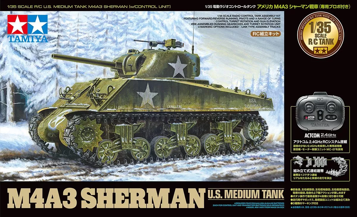 Tamiya 48217 1:35 M4A3 Shermann, RC