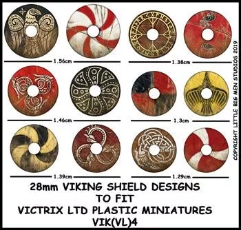 Victrix VIK4 Décalques Boucliers Viking 28mm design 4