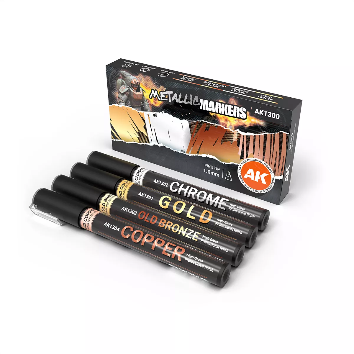 AK Interactive AK1300 Liquid Markers Metallic set
