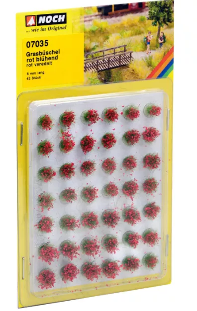 Noch 07035 HO 42 touffes d'herbes fleuries rouges, 42 pièces