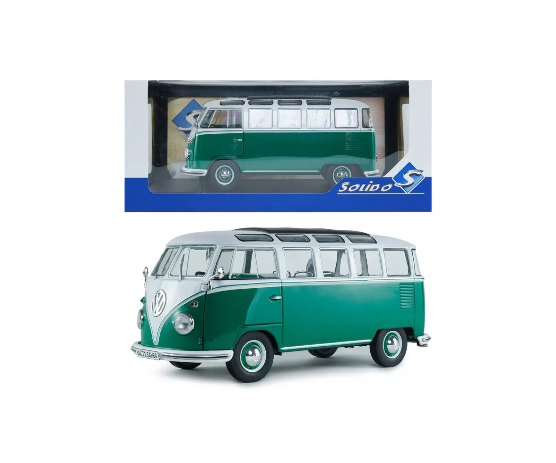Solido S1813403 1:18 Volkswagen T1 Samba 1962 Vert/Blanc
