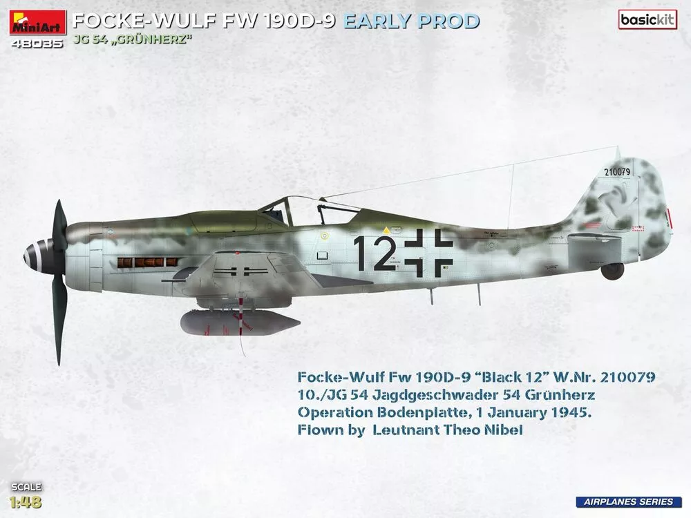 MiniArt 48035 1:48 Focke-Wulf Fw 190D-9 Early Prod. JG54 ''Grünherz'' BasicKit
