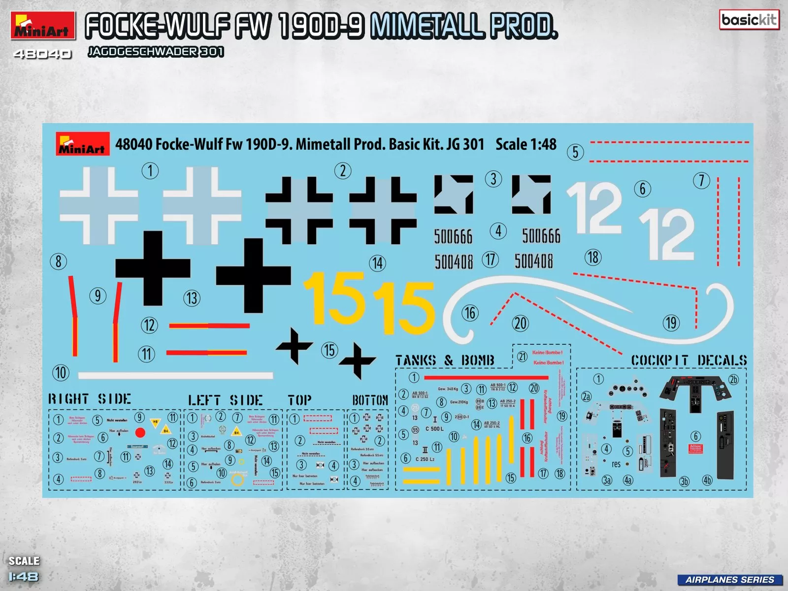 MiniArt 48040 1:48 Focke-Wulf Fw 190D-9 Mimetall Prod. BasicKit