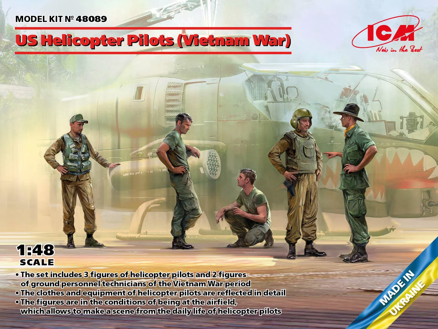 ICM 48089 1:48 US helicopter pilots and crew guerre du Vietnam, 5 figurines