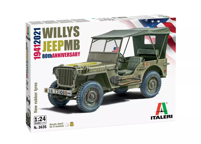 Italeri 3635 1:24 Jeep Willys MB 80e anniversaire 1941-2021