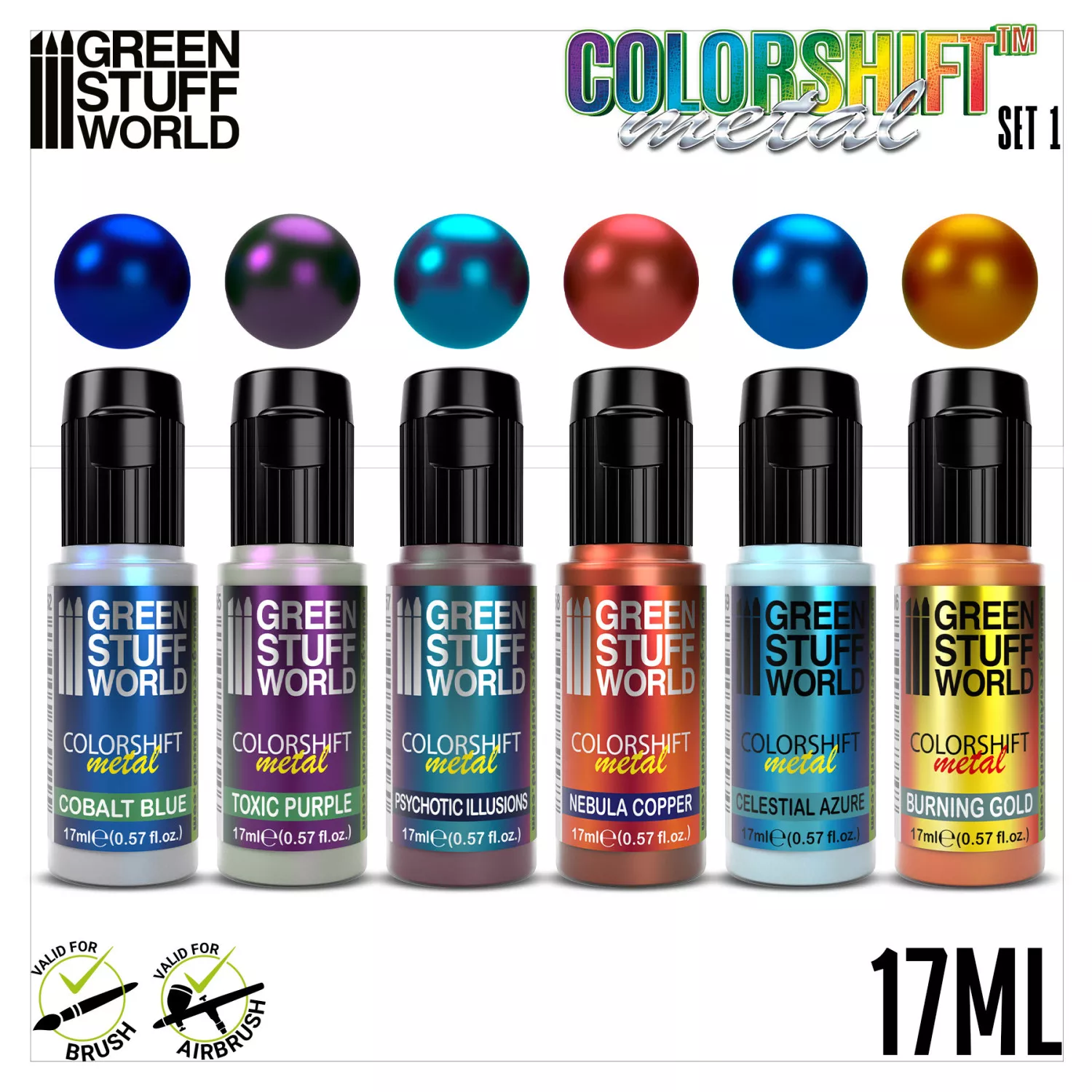 GSW 9340 Set de peintures Metal Caméléon  (Colorshift) 6x 17ml