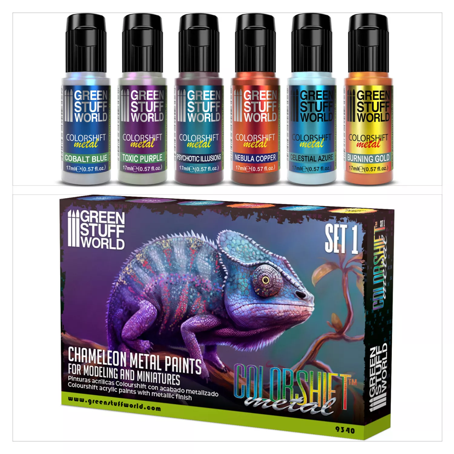 GSW 9340 Set de peintures Metal Caméléon  (Colorshift) 6x 17ml