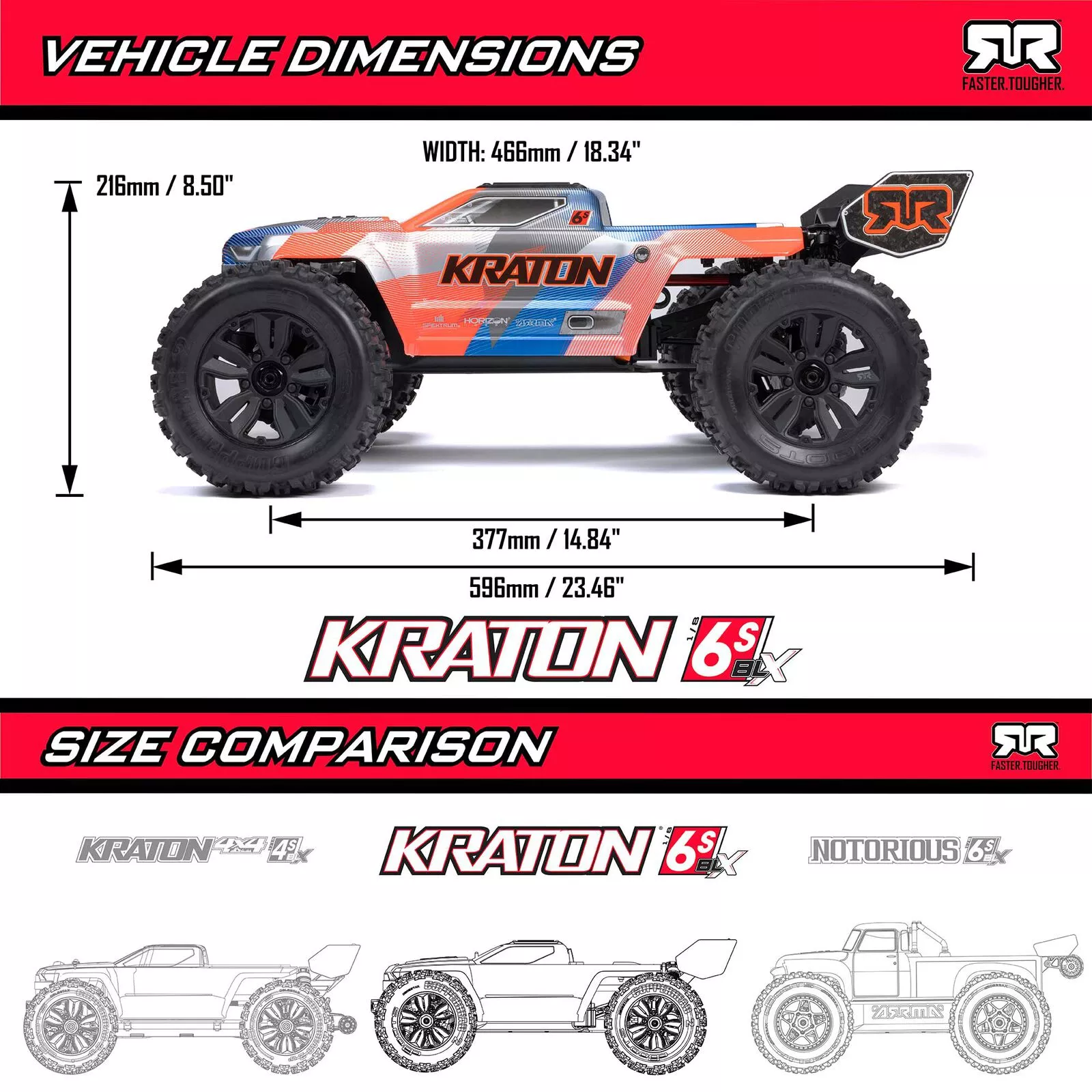 Arrma ARA8608V6T3 1:8 M.Truck KRATON BLX6S 4WD EP RTR Vert/Noir