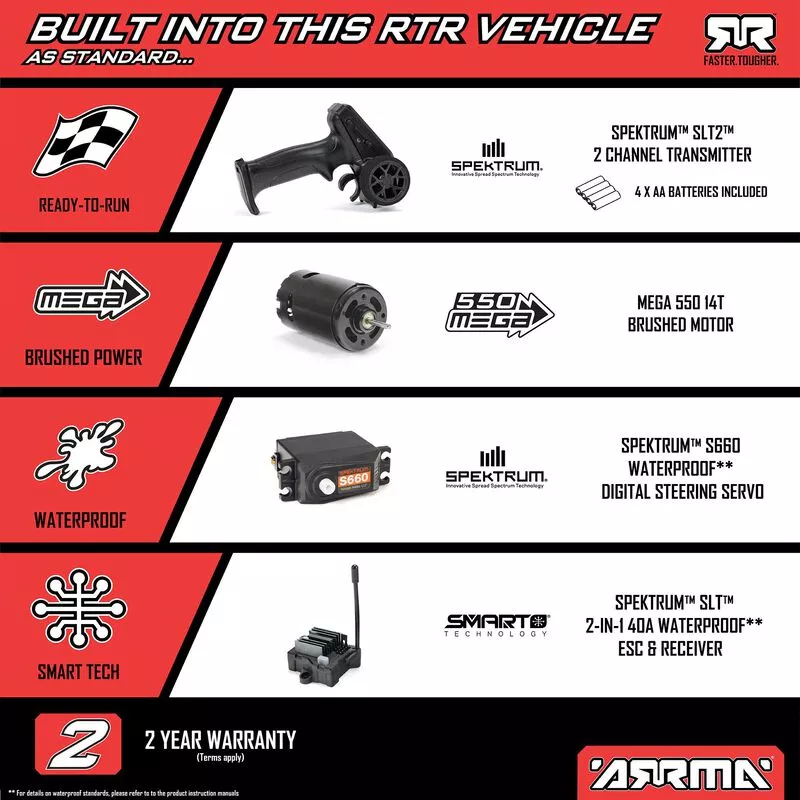 Arrma ARA3205T1 1:10 SC.Truck Vorteks 2WD EP RTR Mega 550 Brushed Bleu