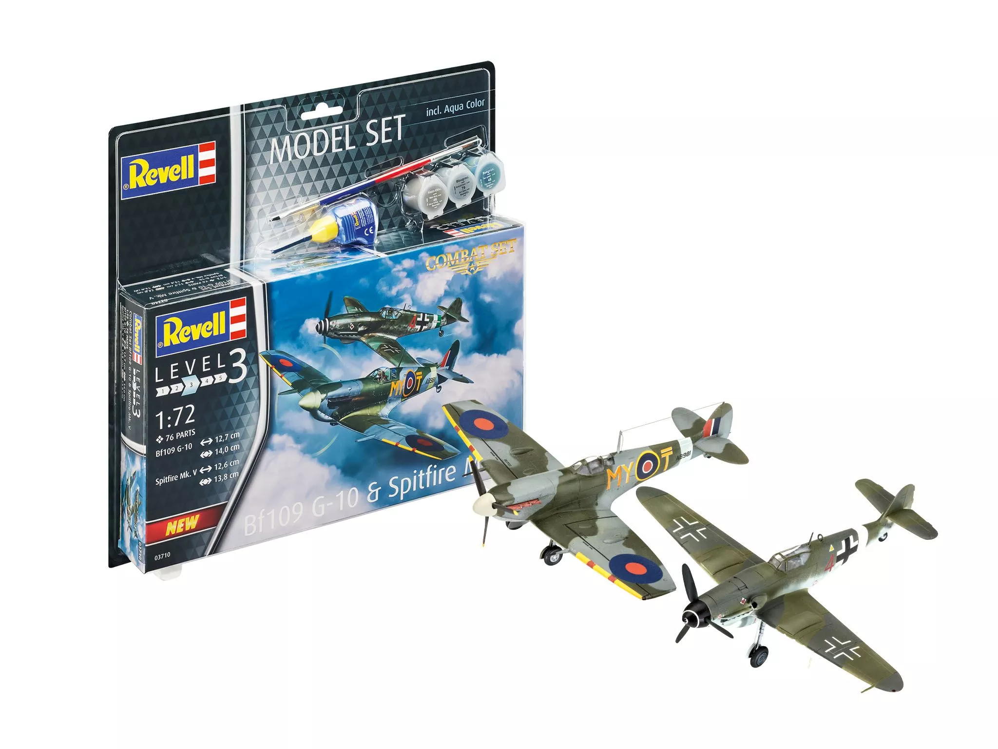 Revell 63710 1:72 Spitfire Mk.V & Bf109G-10 Combat Set