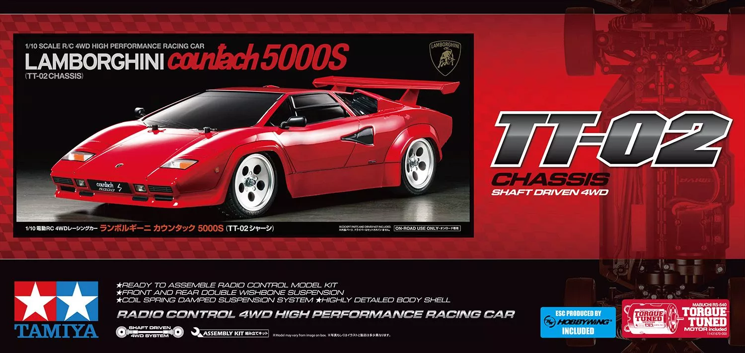 Tamiya 47527 1/10 RC Lamborghini Countach 5000S (TT-02)