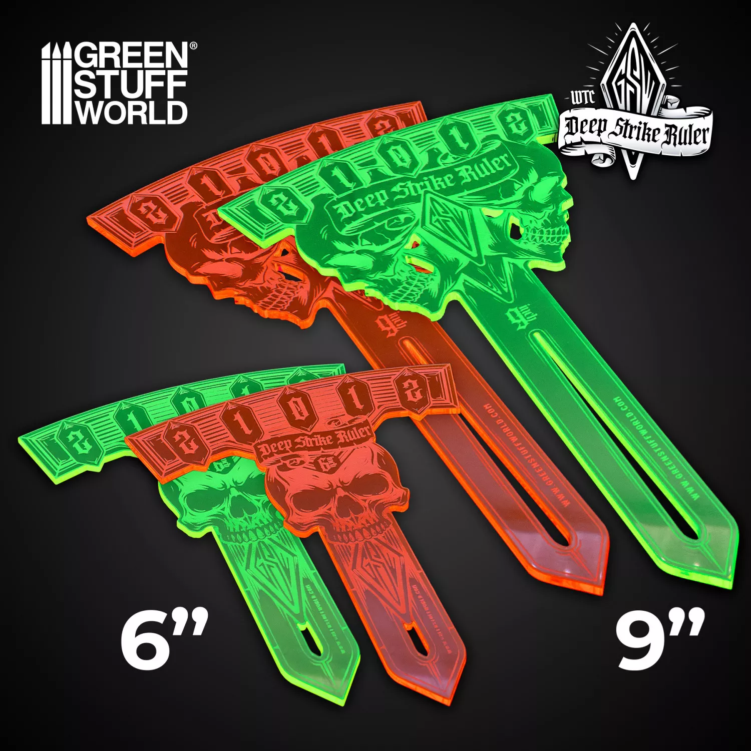 GSW 14232 Règle ''Deep Strike'' 6 Pouces Vert Fluo
